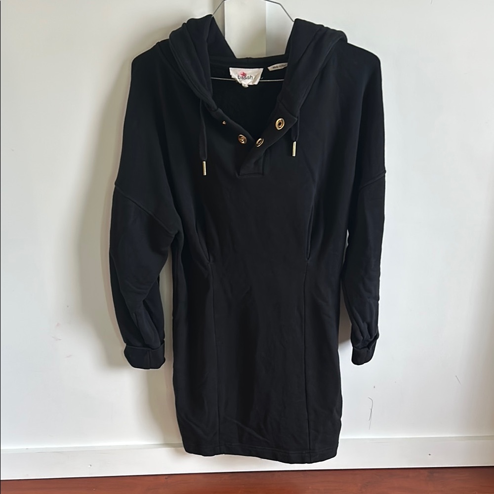 Ba&sh Black Hooded Sweatshirt Dress Size 2